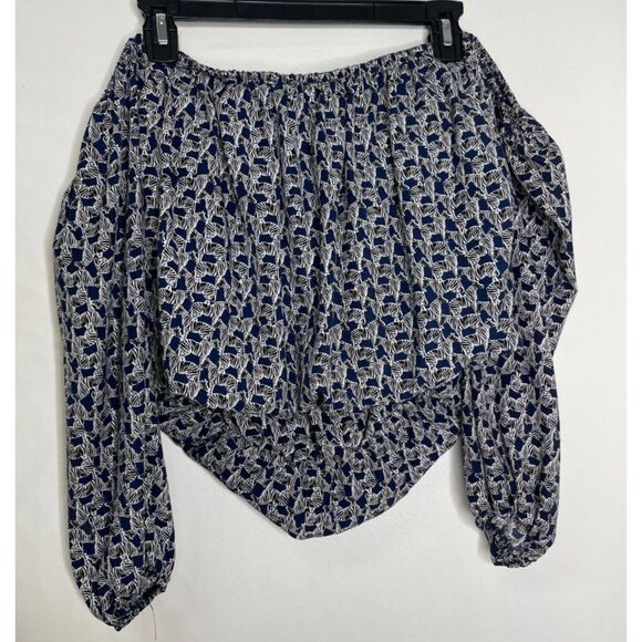 Free People Zebras Puffer Cropped Off The Shoulder Top Women's Size Medium - Picture 10 of 11